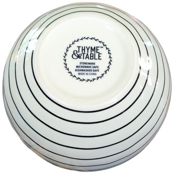 Thyme & Table LARGE Soup Bowl Stoneware Black Stripes and White Line Dinnerware - Picture 2 of 3